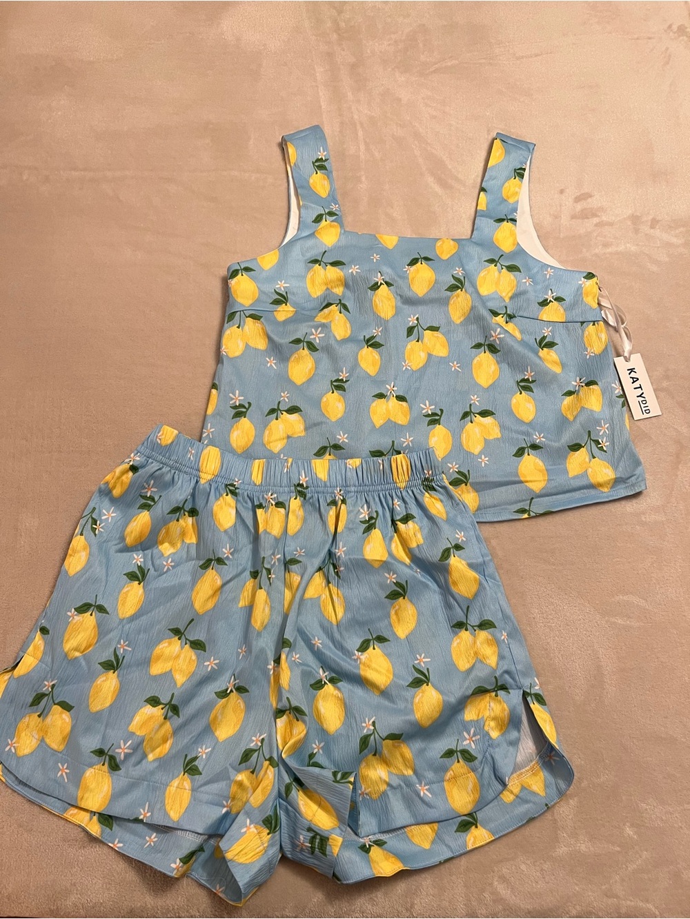 Katydid Blue Lemon Print Loungewear Set